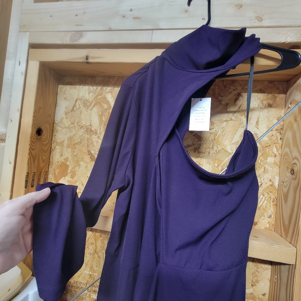 Eloquii‎ NEW NWT Womans 1 Sleeve Mockneck Purple Dress Size 22/24 - Picture 5 of 10